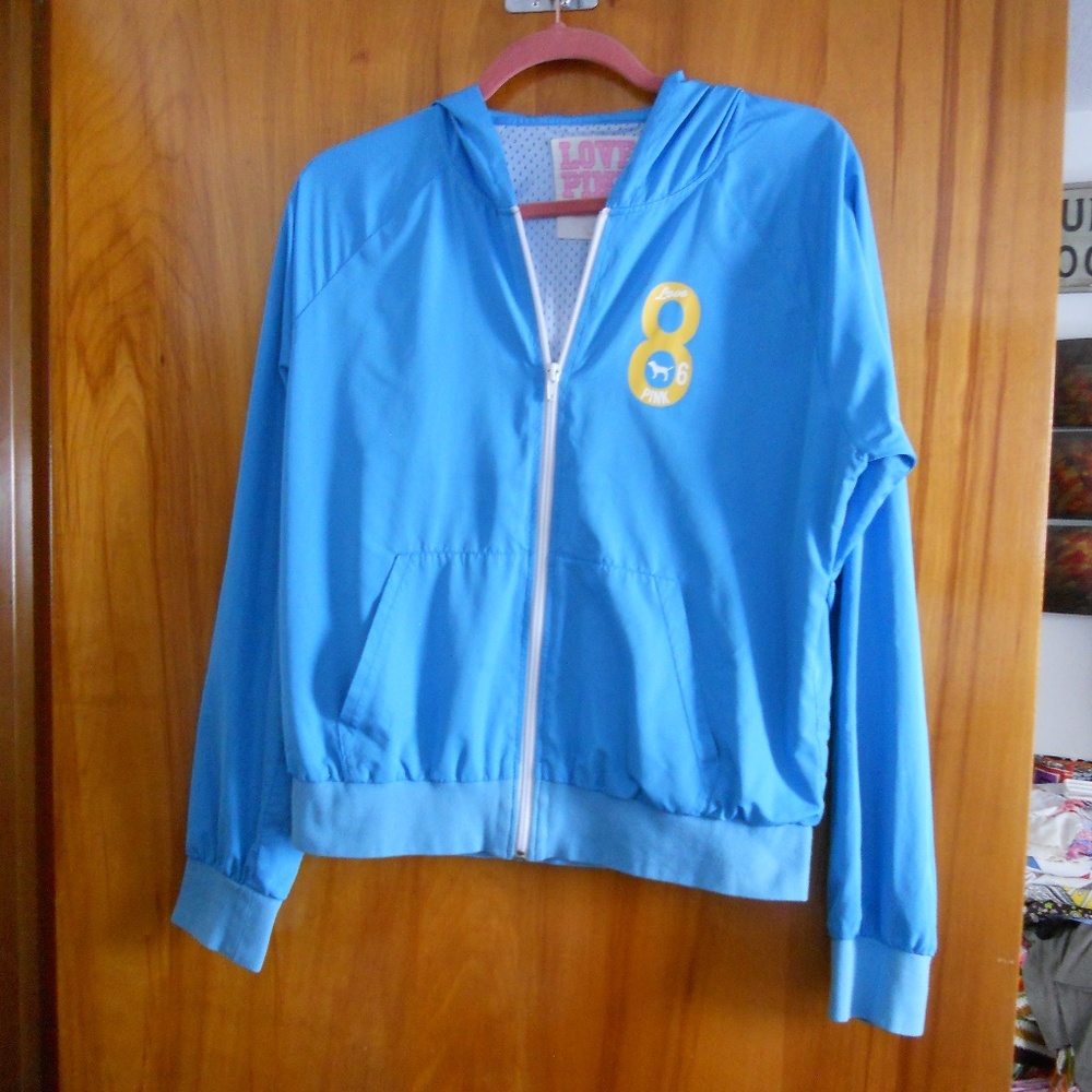 PINK Victoria's Secret Blue Hooded Jacket L